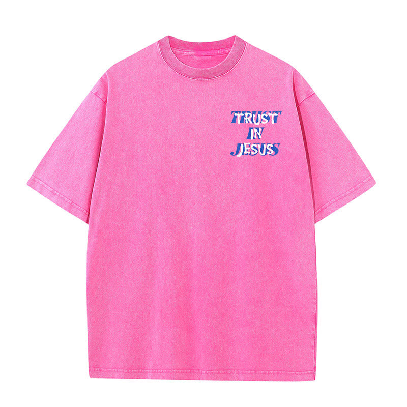 Christianartworkshop T-shirt unisexe délavé « Faites confiance à Jésus » (Psaume 37.5), imprimé recto verso. - image 17
