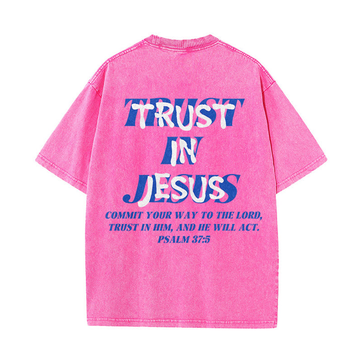 Christianartworkshop T-shirt unisexe délavé « Faites confiance à Jésus » (Psaume 37.5), imprimé recto verso. - image 16