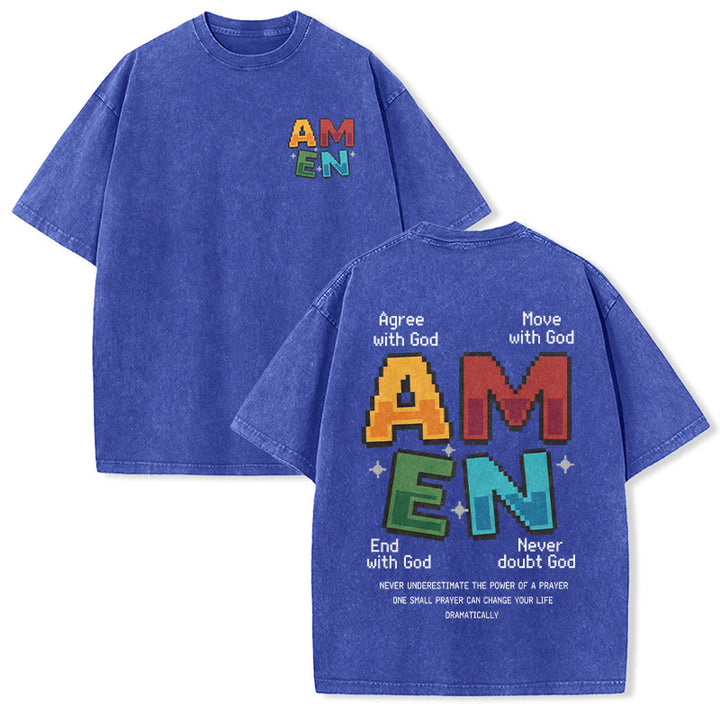 Christianartworkshop T-shirt délavé imprimé recto verso avec l'acronyme « Amen Pixel Art Agree Move End Never ». - Bleu - 5XL - image 21