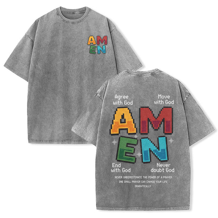 Christianartworkshop T-shirt délavé imprimé recto verso avec l'acronyme « Amen Pixel Art Agree Move End Never ». - Gris - 5XL - image 24