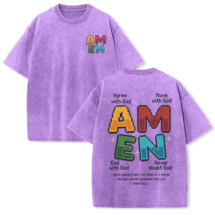 Christianartworkshop T-shirt délavé imprimé recto verso avec l'acronyme « Amen Pixel Art Agree Move End Never ». - Violet - 5XL - image 18