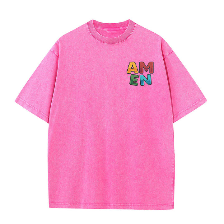 Christianartworkshop T-shirt délavé imprimé recto verso avec l'acronyme « Amen Pixel Art Agree Move End Never ». - image 16