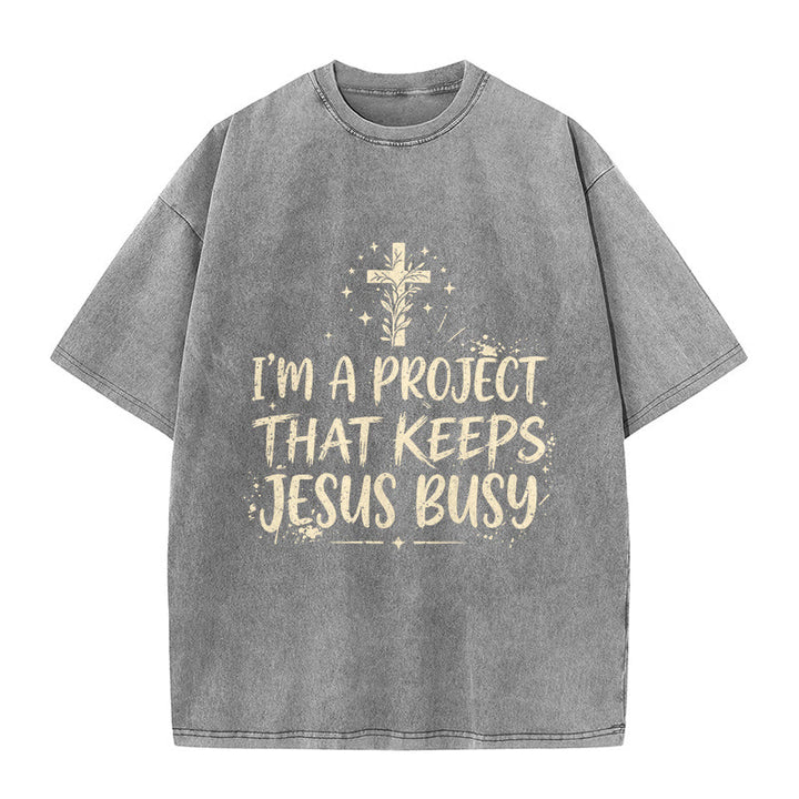 Christianartworkshop T-shirt unisexe délavé « Je suis un projet qui occupe Jésus » (Citation humoristique sur la foi) - Gris - 5XL - image 8