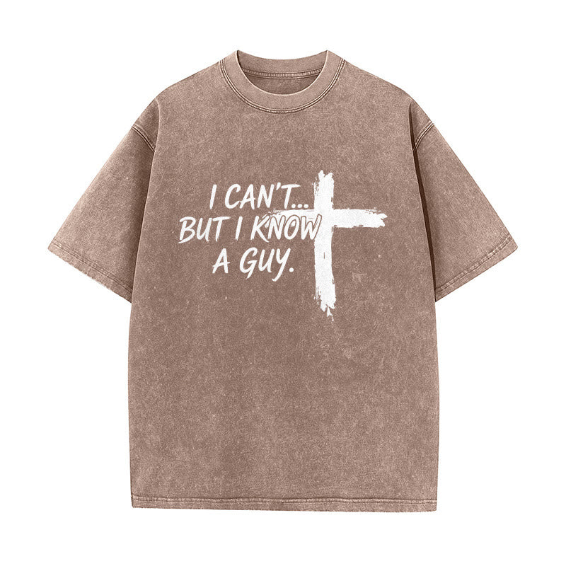 Christianartworkshop T-shirt délavé avec citation humoristique sur la foi et croix à coups de pinceau - Brun - 5XL - image 4