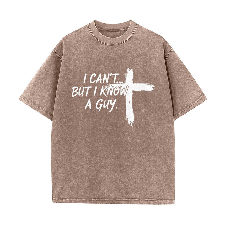 Christianartworkshop T-shirt délavé avec citation humoristique sur la foi et croix à coups de pinceau - Brun - 5XL - image 4