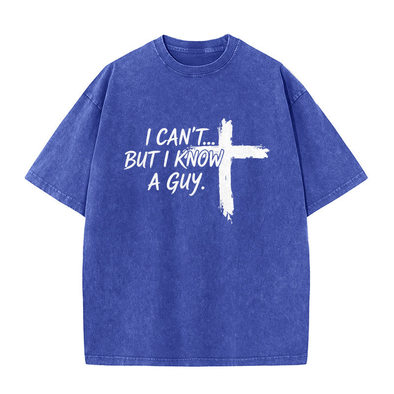 Christianartworkshop T-shirt délavé avec citation humoristique sur la foi et croix à coups de pinceau - Bleu - 5XL - image 7