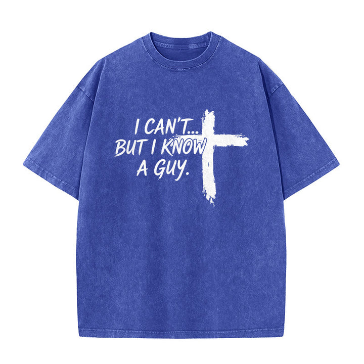 Christianartworkshop T-shirt délavé avec citation humoristique sur la foi et croix à coups de pinceau - Bleu - 5XL - image 7