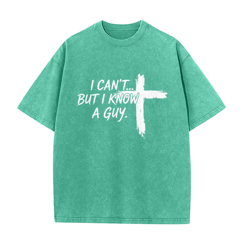 Christianartworkshop T-shirt délavé avec citation humoristique sur la foi et croix à coups de pinceau - Vert - 5XL - image 3