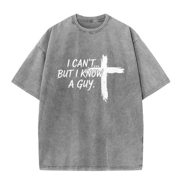 Christianartworkshop T-shirt délavé avec citation humoristique sur la foi et croix à coups de pinceau - Gris - 5XL - image 8