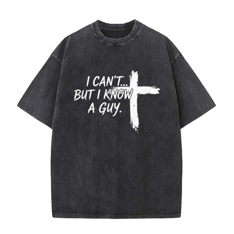 Christianartworkshop T-shirt délavé avec citation humoristique sur la foi et croix à coups de pinceau - Noir - 5XL - image 1
