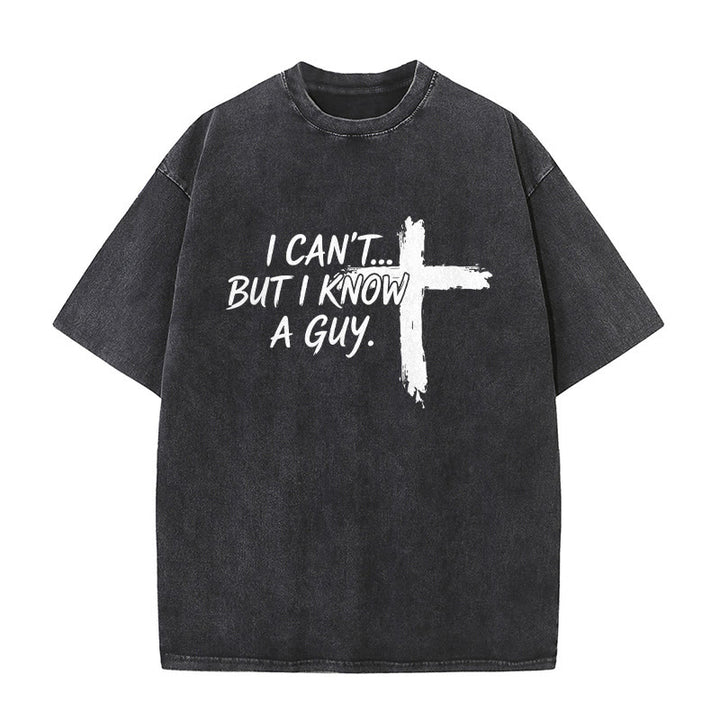Christianartworkshop T-shirt délavé avec citation humoristique sur la foi et croix à coups de pinceau - Noir - 5XL - image 1