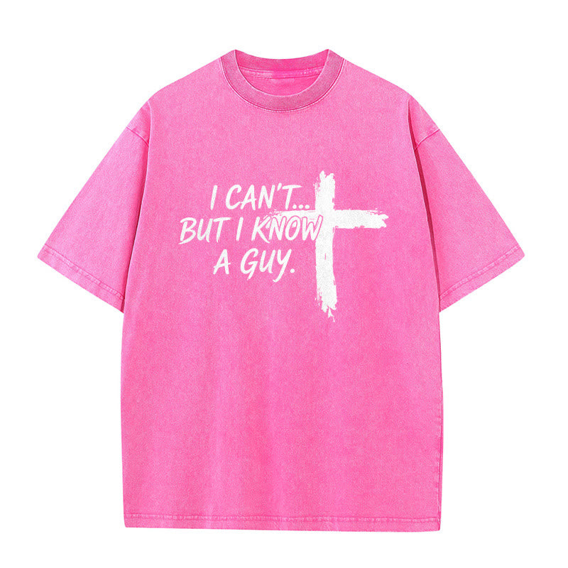 Christianartworkshop T-shirt délavé avec citation humoristique sur la foi et croix à coups de pinceau - Rose - 5XL - image 5