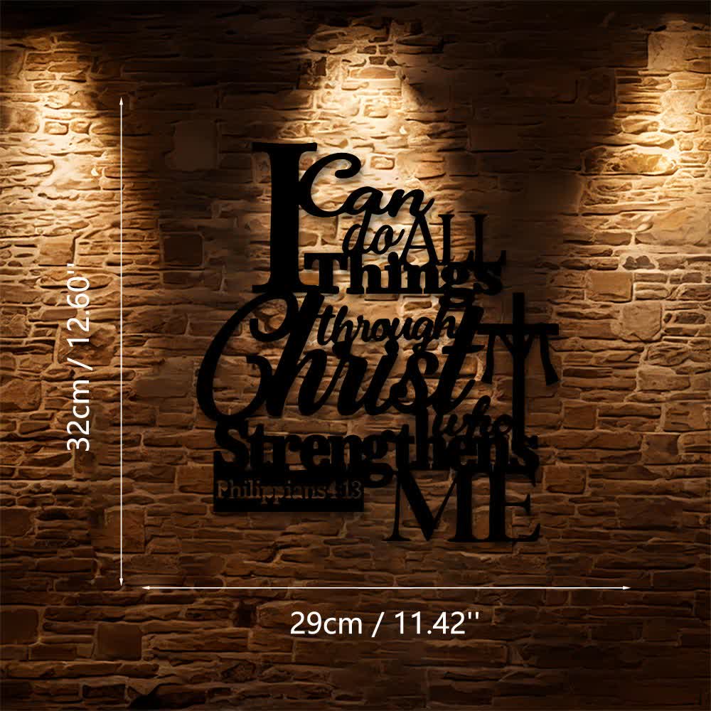 Christianartworkshop Décoration murale en métal « Par le Christ qui me fortifie » : Inspirée de Philippiens 4:13 - 11,42''*12,60''*0,04"/29*32*0,1 cm - image 7