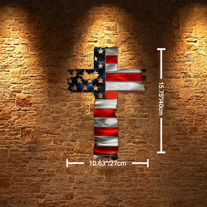 Christianartworkshop Croix patriotique rustique en métal avec drapeau américain : un symbole de foi intrépide - Bleu profond - 10,63''*15,75''/27*40cm - image 8