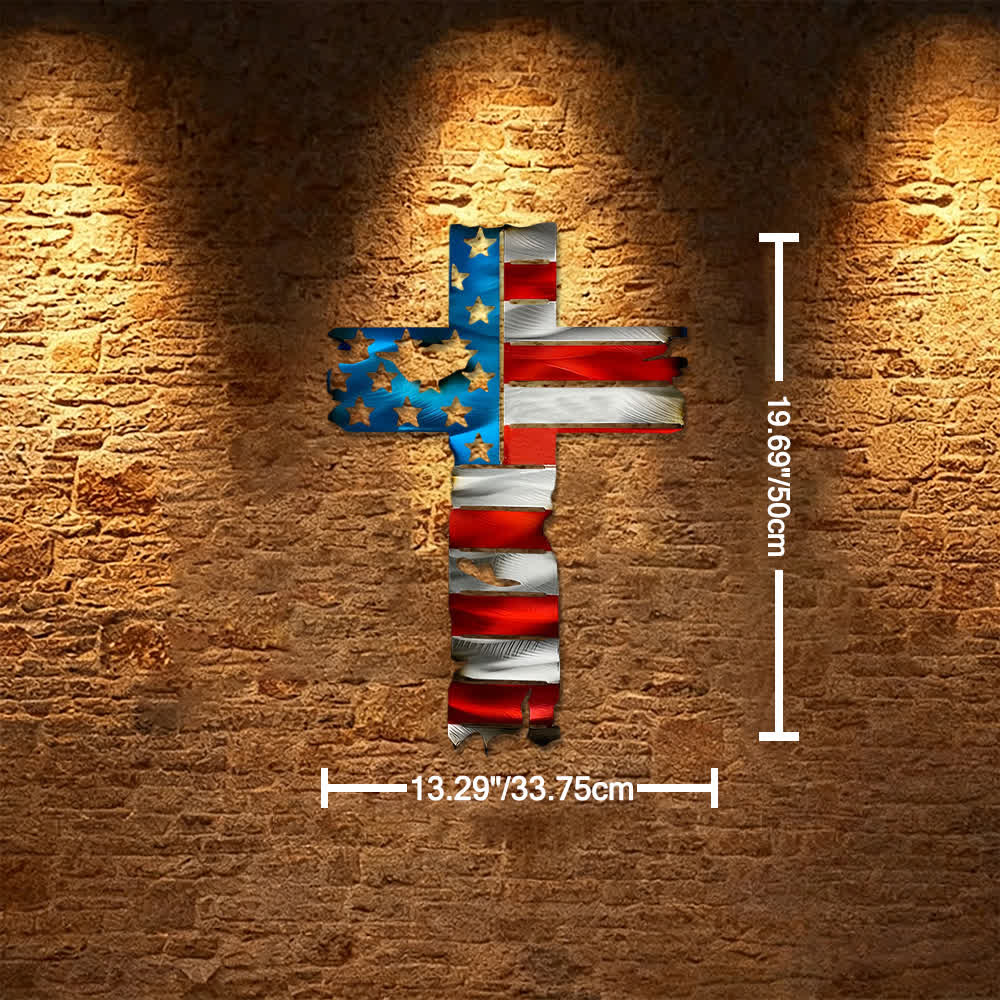 Christianartworkshop Croix patriotique rustique en métal avec drapeau américain : un symbole de foi intrépide - Bleu - 13,29''*19,69''/33,75*50cm - image 11