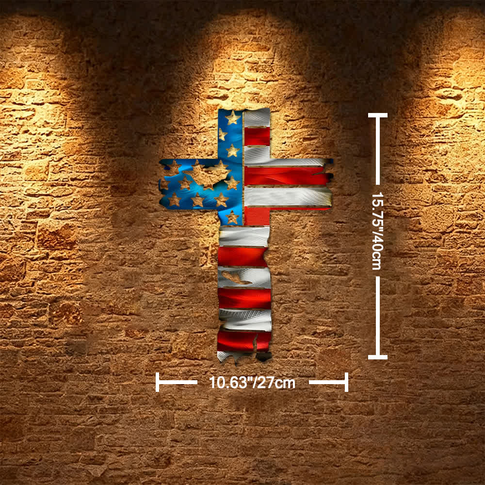 Christianartworkshop Croix patriotique rustique en métal avec drapeau américain : un symbole de foi intrépide - Bleu - 10,63''*15,75''/27*40cm - image 10