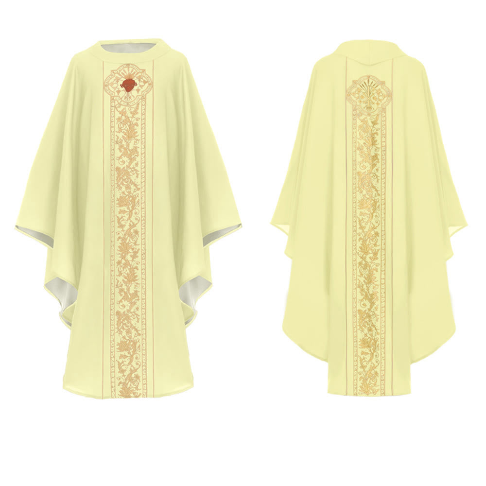Chasuble Christianartworkshop ornée d'un blason du Sacré-Cœur et d'un motif floral. - image 8