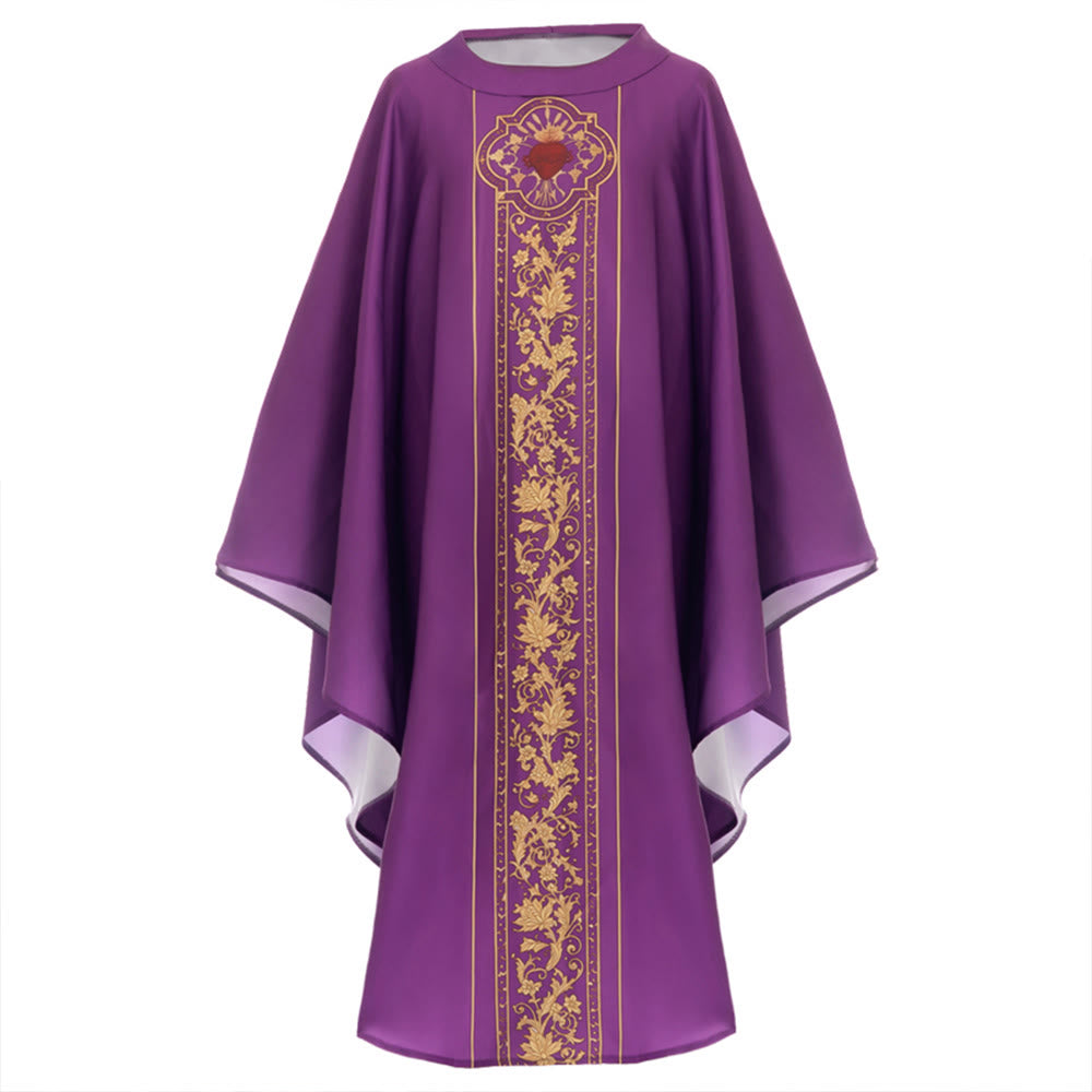 Chasuble Christianartworkshop ornée d'un blason du Sacré-Cœur et d'un motif floral. - image 10