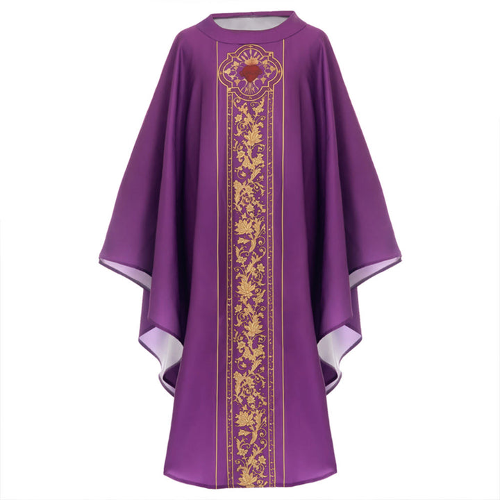 Chasuble Christianartworkshop ornée d'un blason du Sacré-Cœur et d'un motif floral. - image 10
