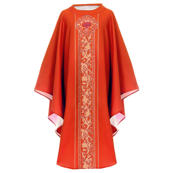 Chasuble Christianartworkshop ornée d'un blason du Sacré-Cœur et d'un motif floral. - image 4
