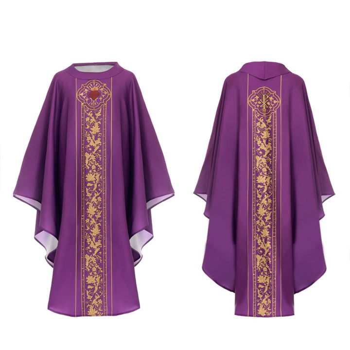 Chasuble Christianartworkshop ornée d'un blason du Sacré-Cœur et d'un motif floral. - image 11