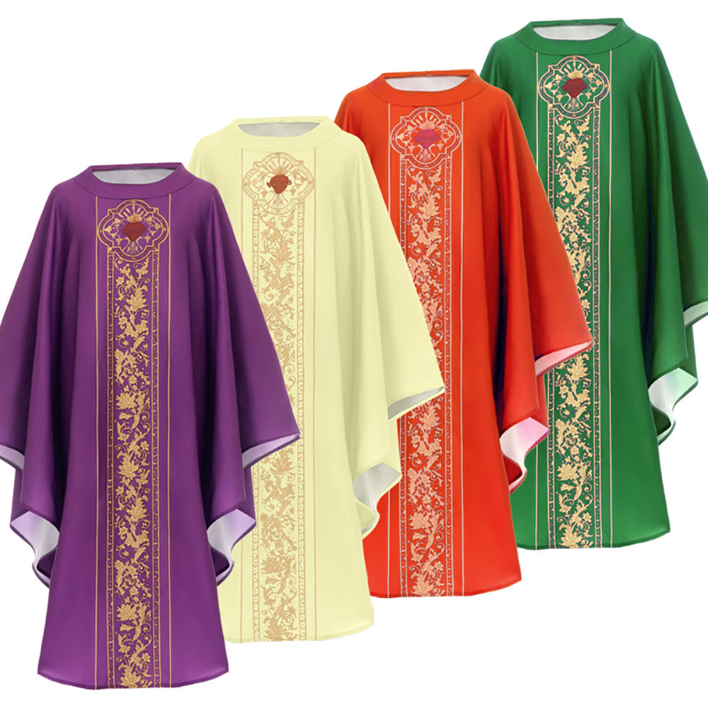 Chasuble Christianartworkshop ornée d'un blason du Sacré-Cœur et d'un motif floral. - image 17