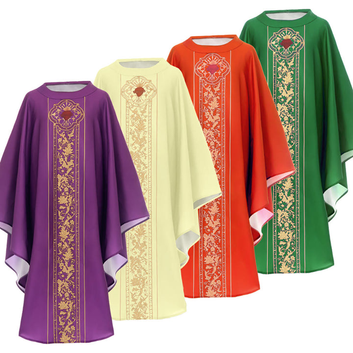 Chasuble Christianartworkshop ornée d'un blason du Sacré-Cœur et d'un motif floral. - image 17