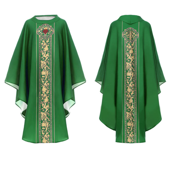 Chasuble Christianartworkshop ornée d'un blason du Sacré-Cœur et d'un motif floral. - image 2