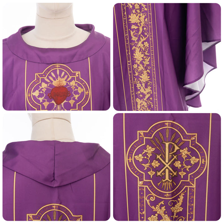 Chasuble Christianartworkshop ornée d'un blason du Sacré-Cœur et d'un motif floral. - image 15