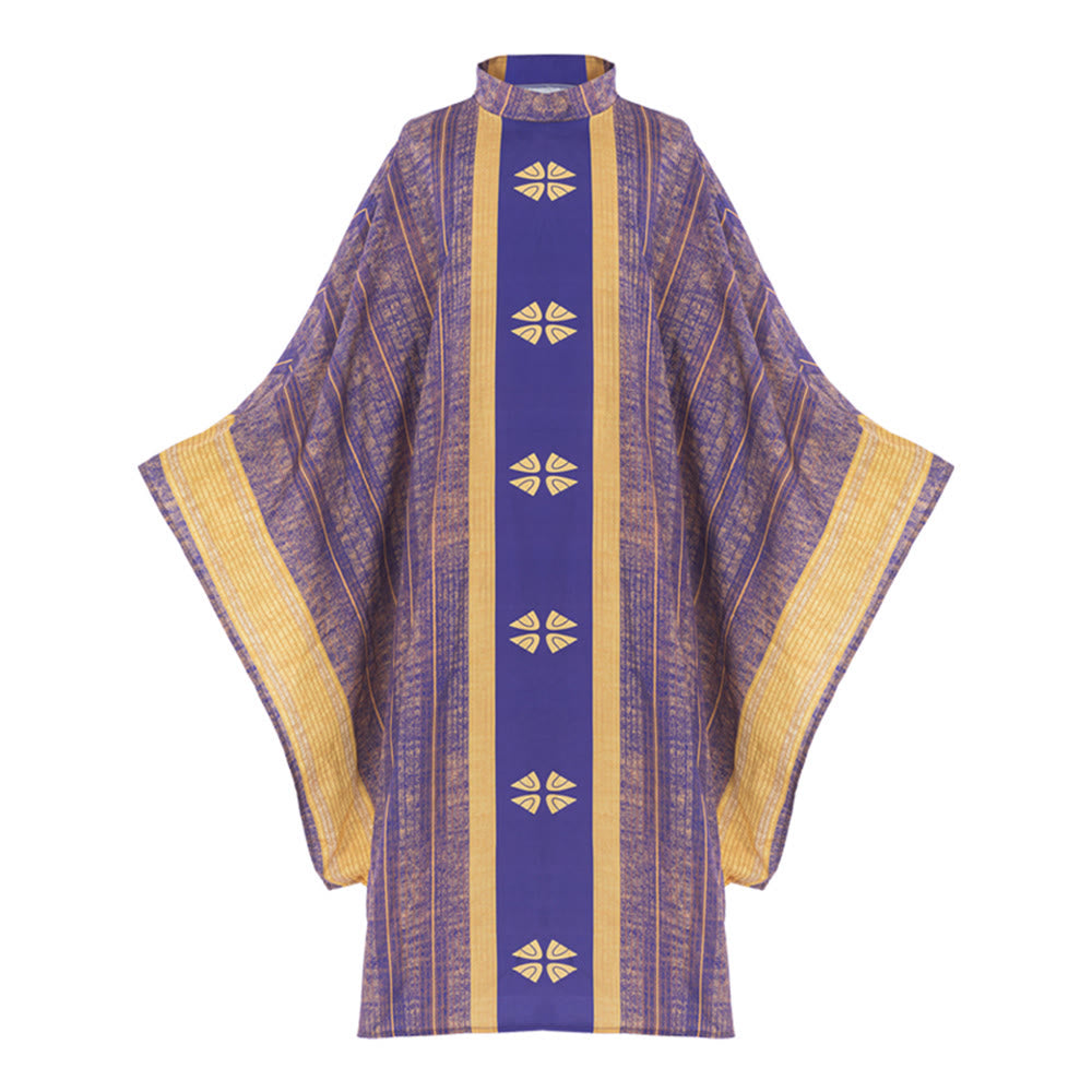 Christianartworkshop Chasuble traditionnelle du clergé avec panneau central et motifs floraux - image 1