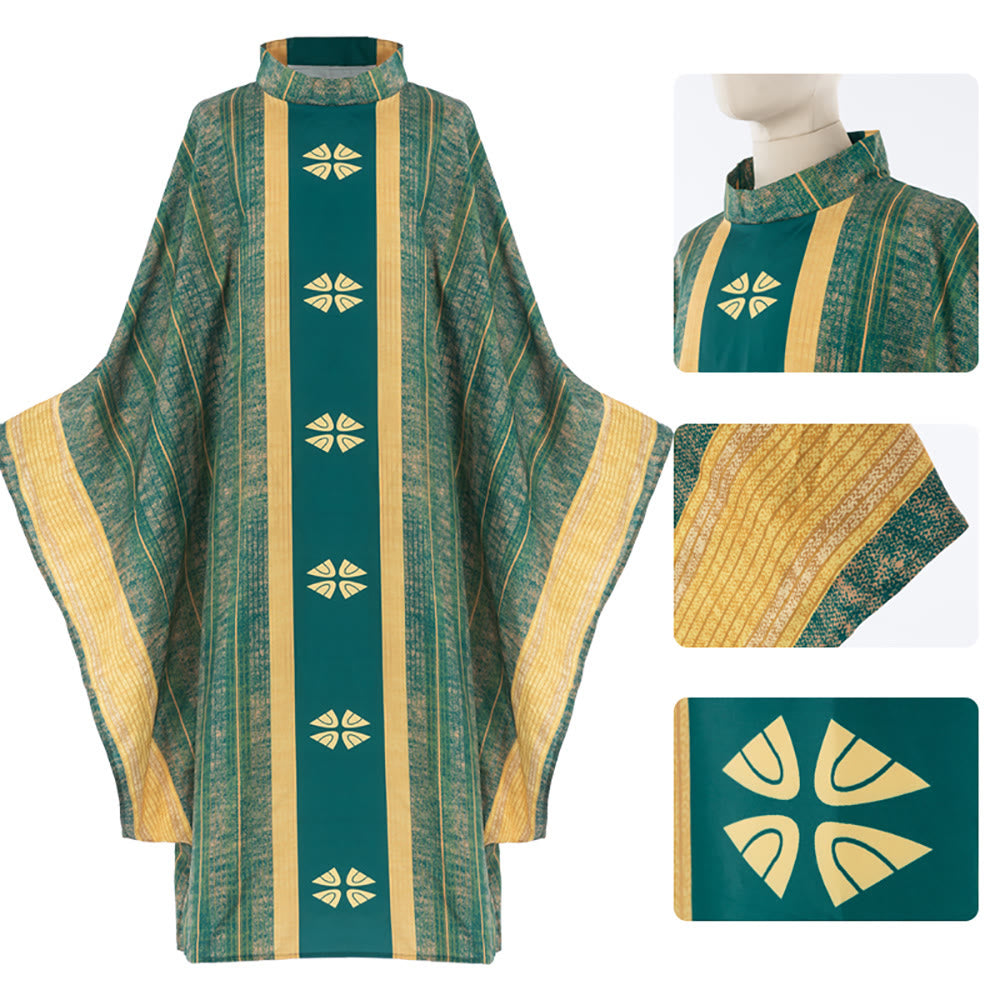 Christianartworkshop Chasuble traditionnelle du clergé avec panneau central et motifs floraux - image 12