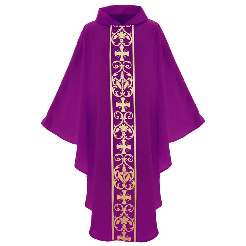 Chasuble élégante Christianartworkshop avec croix centrale, motif floral et épi de blé - image 14