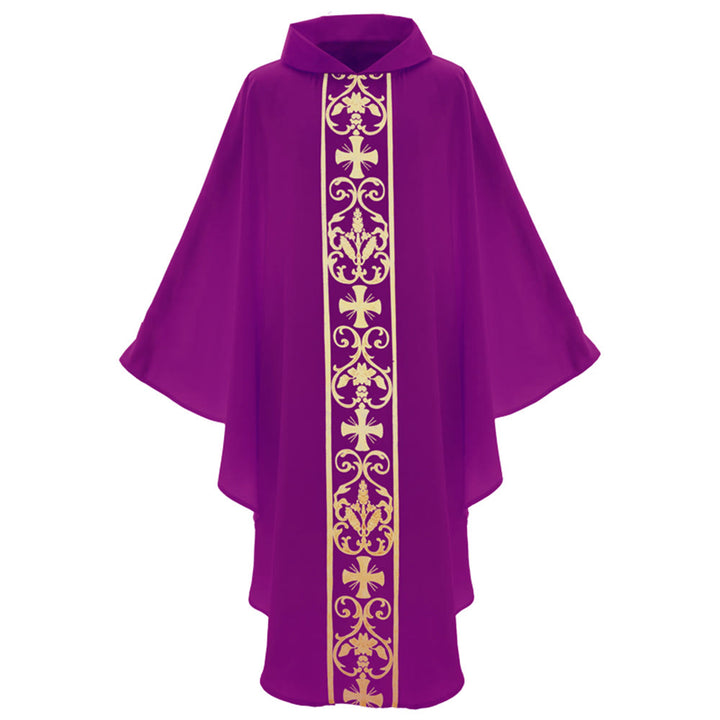 Chasuble élégante Christianartworkshop avec croix centrale, motif floral et épi de blé - image 14