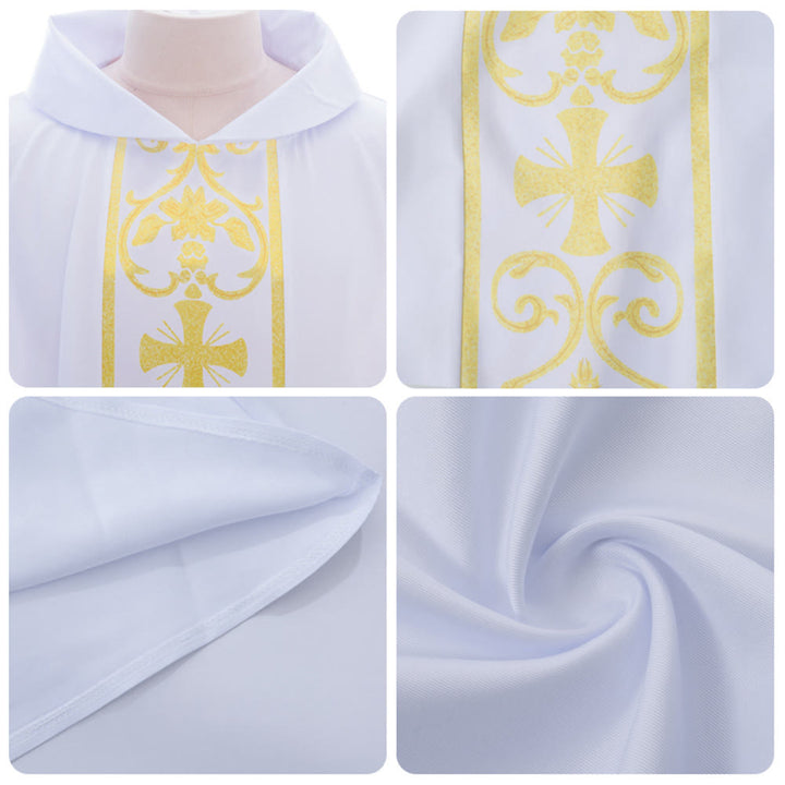 Chasuble élégante Christianartworkshop avec croix centrale, motif floral et épi de blé - image 5