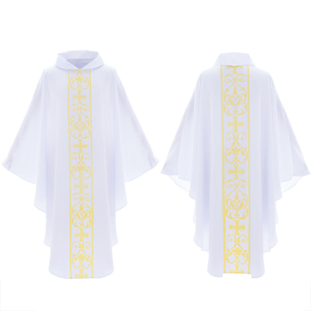 Chasuble élégante Christianartworkshop avec croix centrale, motif floral et épi de blé - image 3