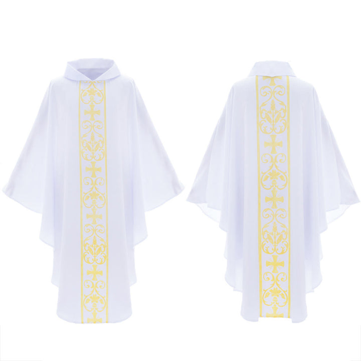Chasuble élégante Christianartworkshop avec croix centrale, motif floral et épi de blé - image 3