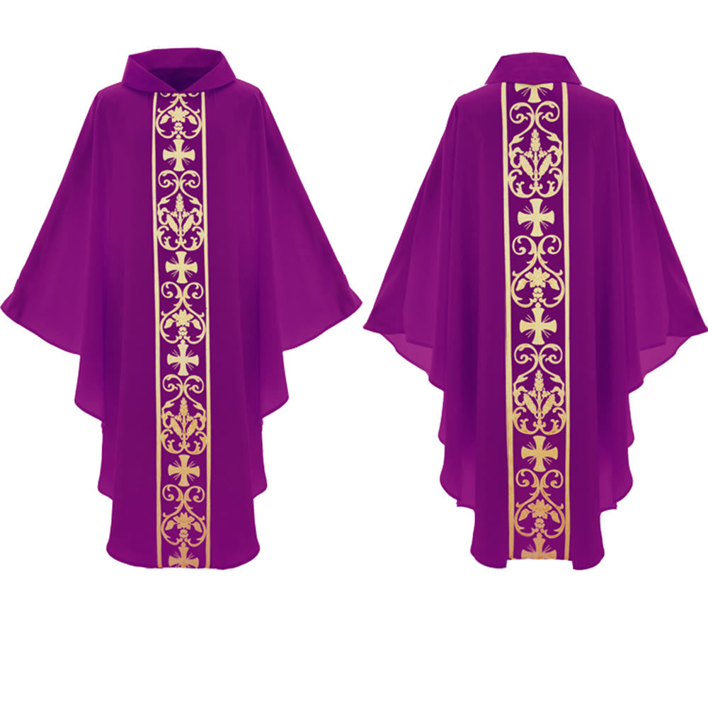 Chasuble élégante Christianartworkshop avec croix centrale, motif floral et épi de blé - image 15