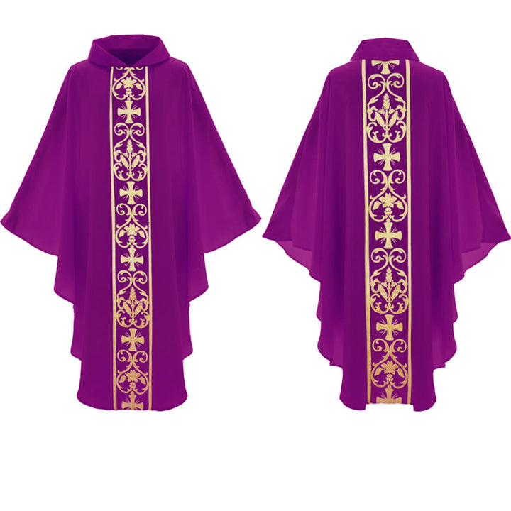 Chasuble élégante Christianartworkshop avec croix centrale, motif floral et épi de blé - image 15
