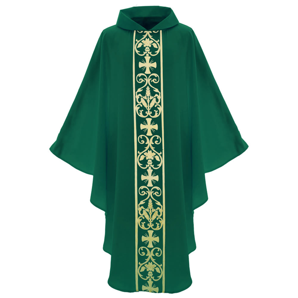 Chasuble élégante Christianartworkshop avec croix centrale, motif floral et épi de blé - image 7