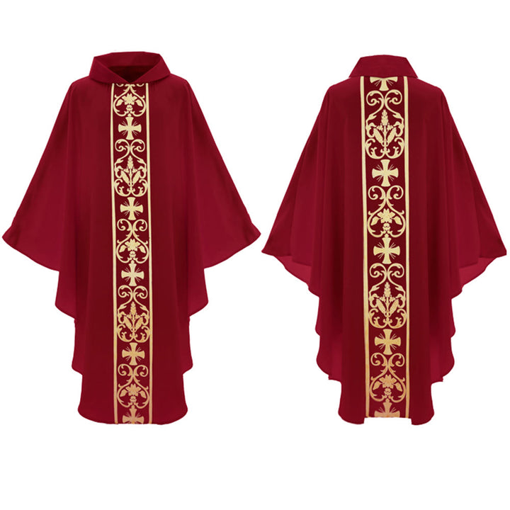 Chasuble élégante Christianartworkshop avec croix centrale, motif floral et épi de blé - image 12