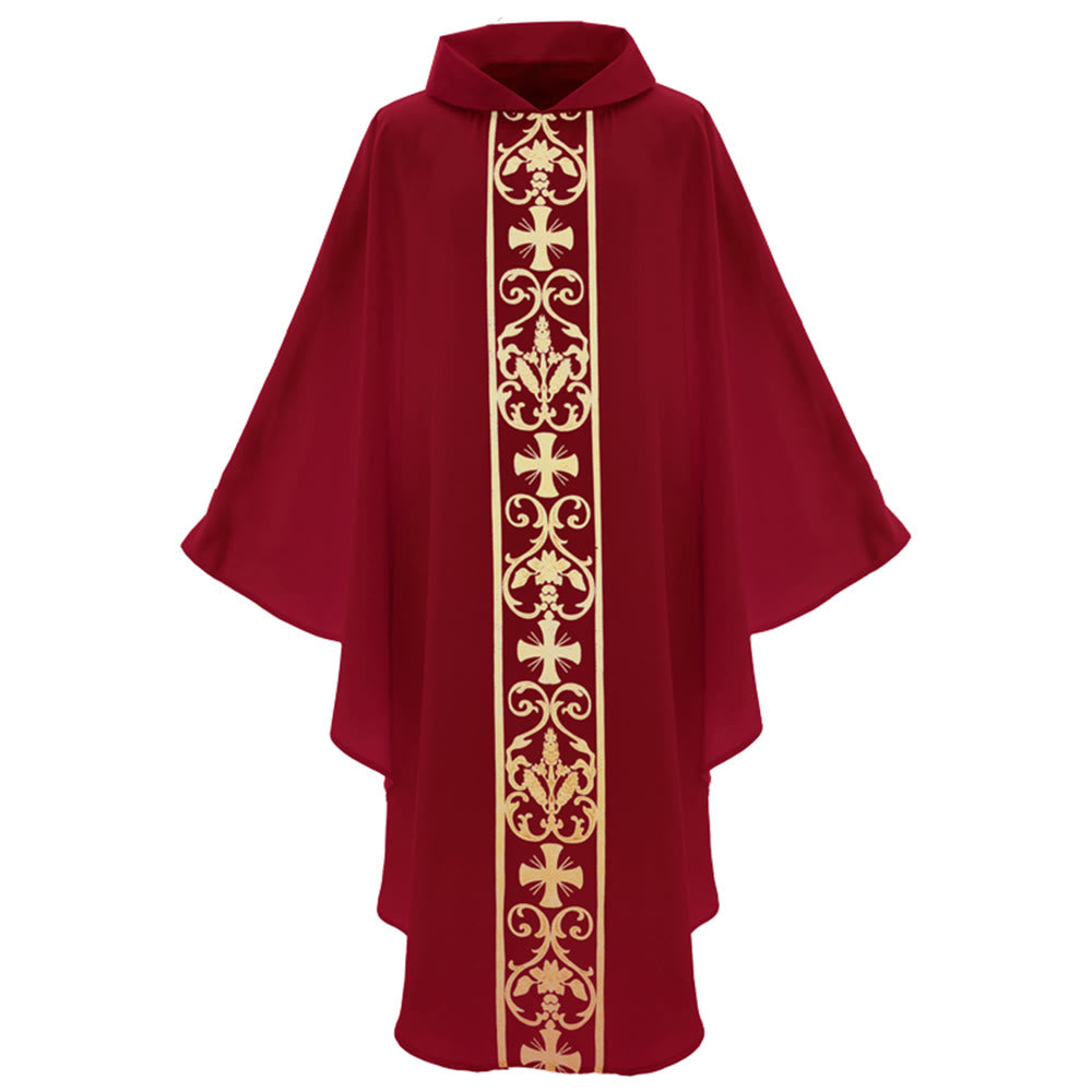 Chasuble élégante Christianartworkshop avec croix centrale, motif floral et épi de blé - image 11