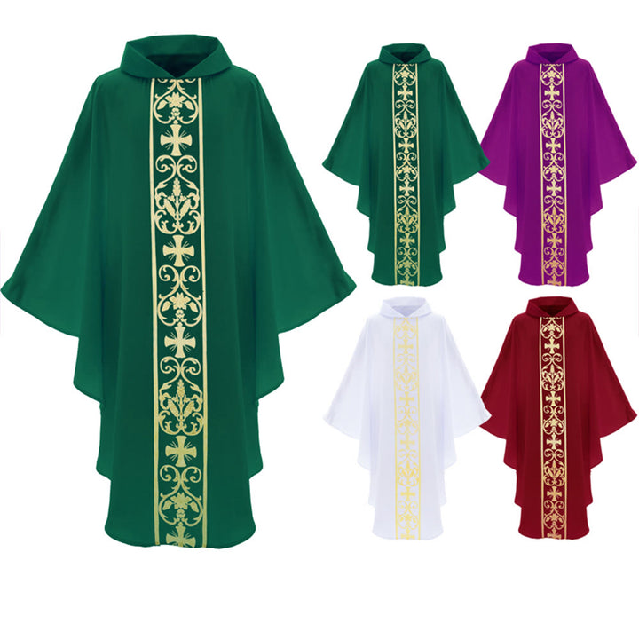 Chasuble élégante Christianartworkshop avec croix centrale, motif floral et épi de blé - image 9
