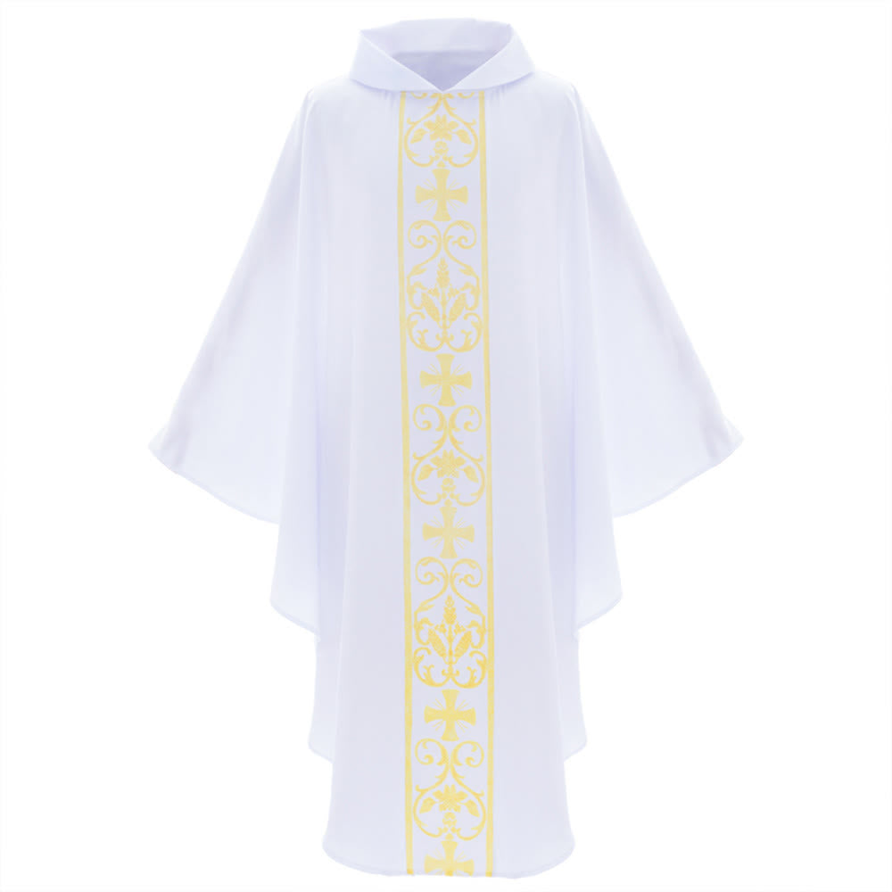 Chasuble élégante Christianartworkshop avec croix centrale, motif floral et épi de blé - image 1