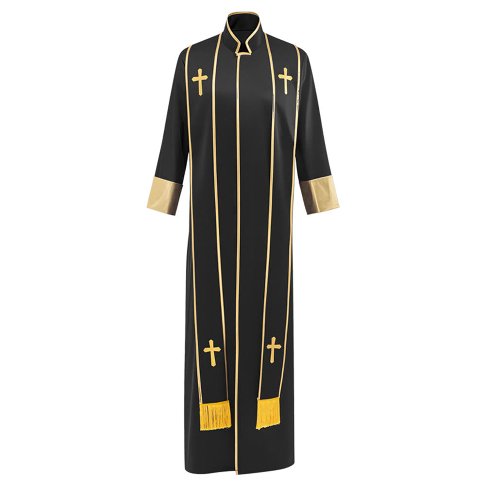 Christianartworkshop Robe de pasteur traditionnelle avec croix verticale et bordure aux manches - image 7