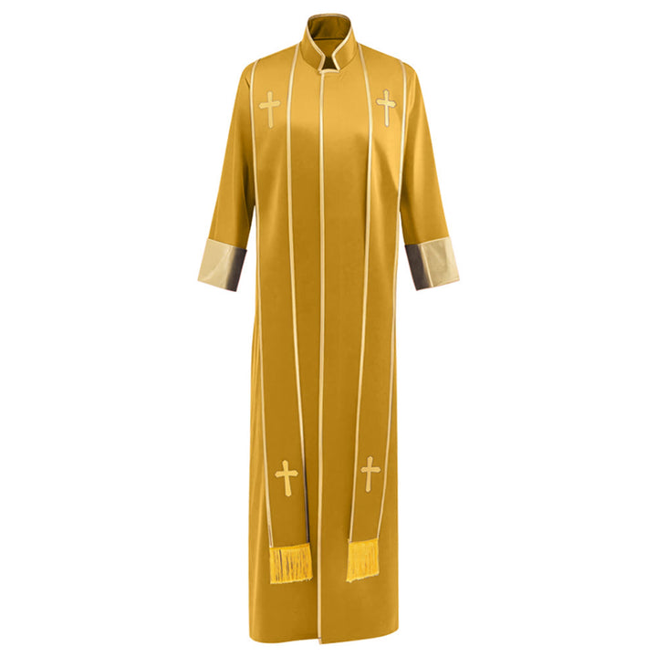 Christianartworkshop Robe de pasteur traditionnelle avec croix verticale et bordure aux manches - image 29