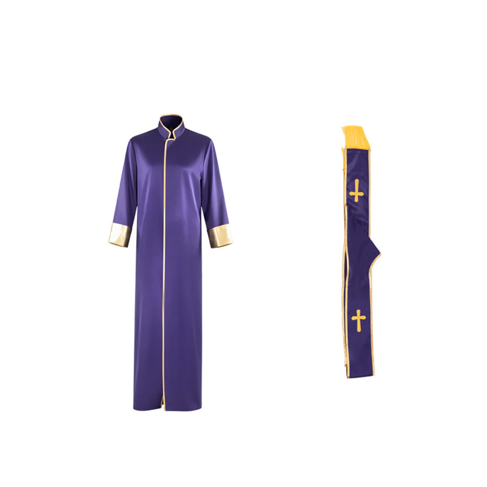 Christianartworkshop Robe de pasteur traditionnelle avec croix verticale et bordure aux manches - image 21