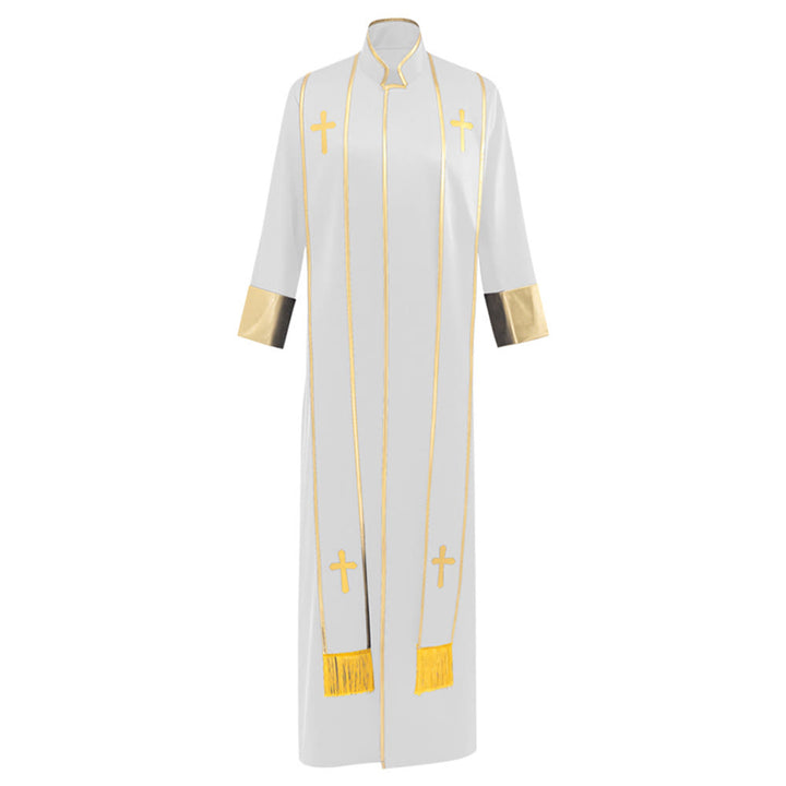 Christianartworkshop Robe de pasteur traditionnelle avec croix verticale et bordure aux manches - image 16