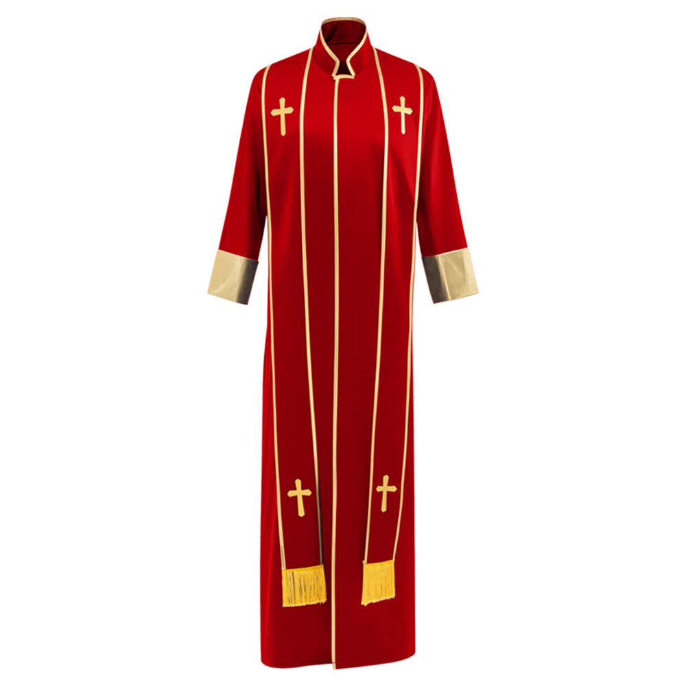 Christianartworkshop Robe de pasteur traditionnelle avec croix verticale et bordure aux manches - image 1