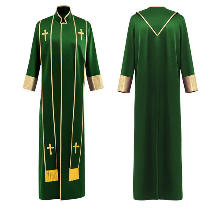 Christianartworkshop Robe de pasteur traditionnelle avec croix verticale et bordure aux manches - image 5