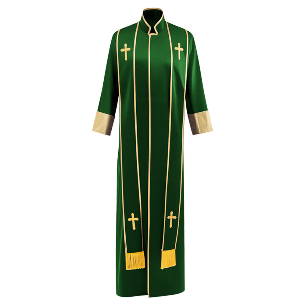 Christianartworkshop Robe de pasteur traditionnelle avec croix verticale et bordure aux manches - image 4
